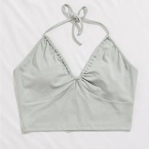 Mint green halter crop top